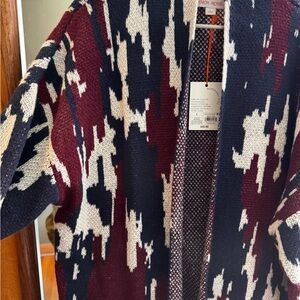 Knox Rose Men's Open-Front Marled Cardigan - Navy, Burgundy, Cream
